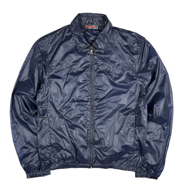 Prada Super Light Weight Navy Blue Nylon Bomber Jacket - Small (46)
