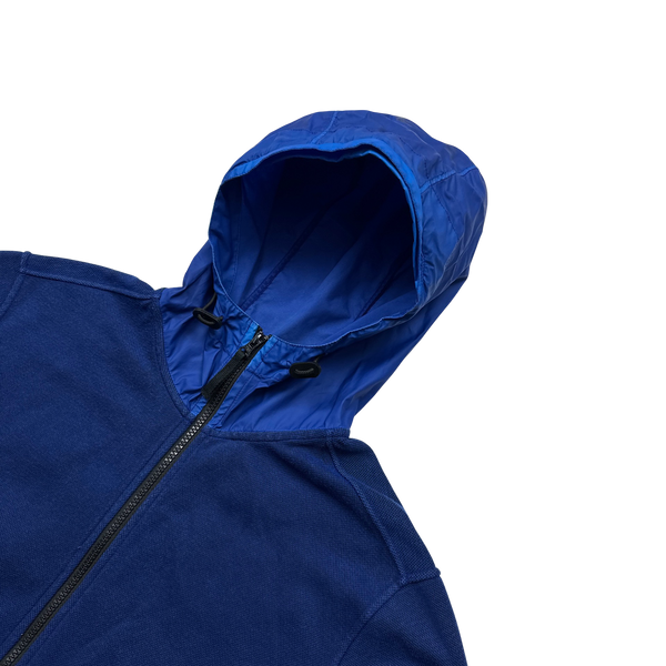 Stone Island Waffle Knit Two Tone Blue Hoodie - XL