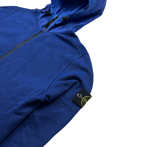 Stone Island Waffle Knit Two Tone Blue Hoodie - XL