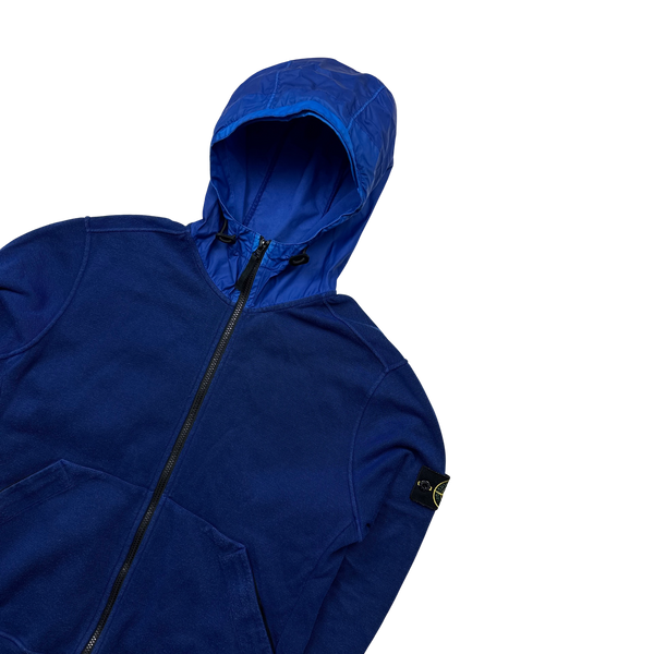 Stone Island Waffle Knit Two Tone Blue Hoodie - XL
