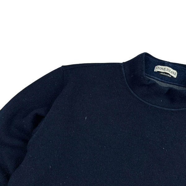 Stone Island Vintage Green Edge 1998 Navy Mock Neck Jumper - Large