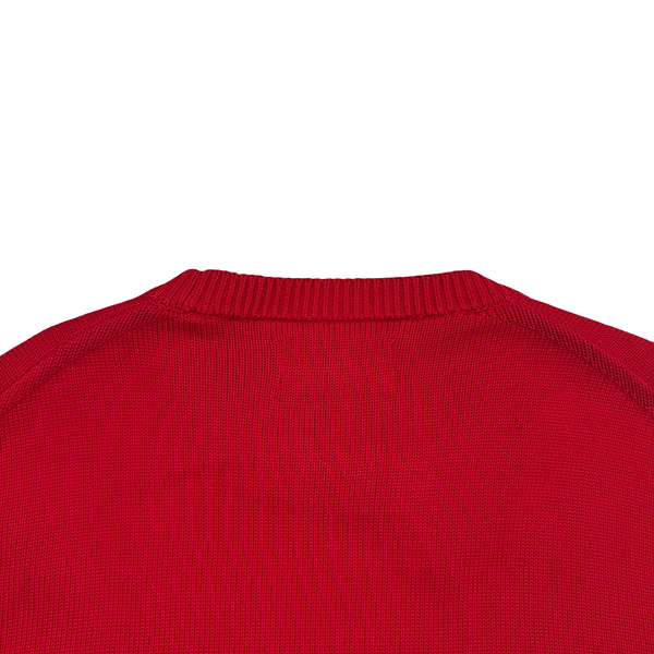 Stone Island x Supreme Red Thick Cotton Reflective Spellout Knit Jumper - Large