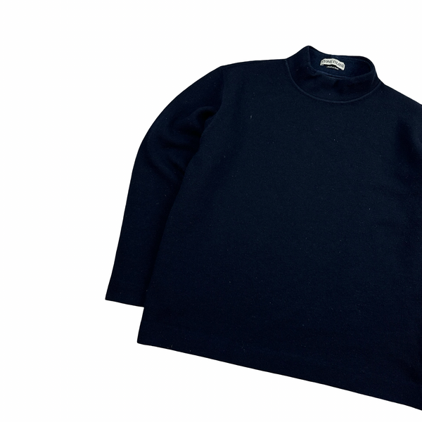 Stone Island Vintage Green Edge 1998 Navy Mock Neck Jumper - Large
