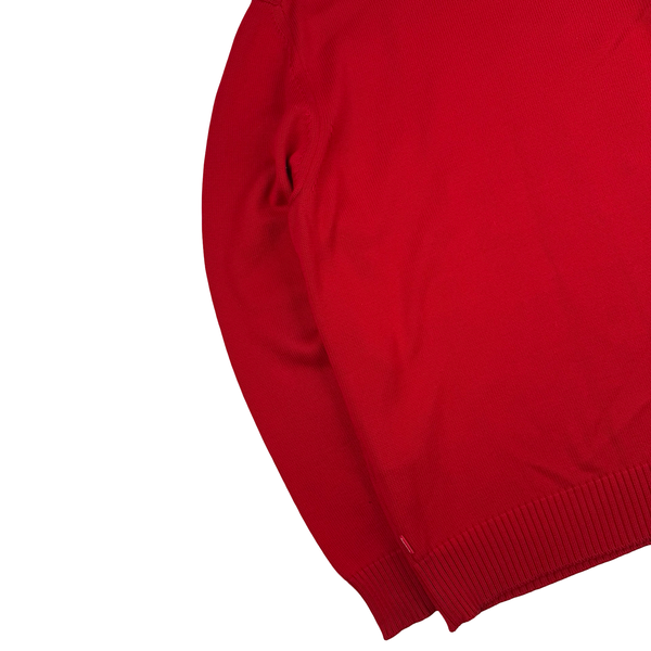 Stone Island x Supreme Red Thick Cotton Reflective Spellout Knit Jumper - Large