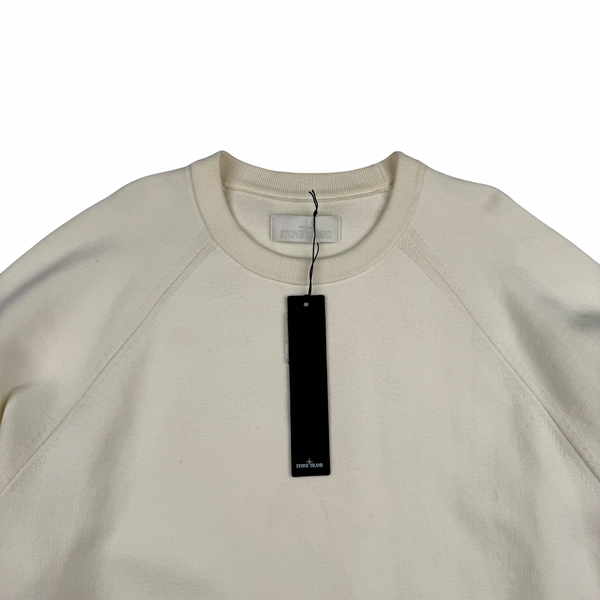 Stone Island 2022 Ghost Cream Cotton Knit Crew Neck Jumper - Medium
