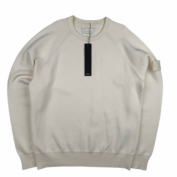 Stone Island 2022 Ghost Cream Cotton Knit Crew Neck Jumper - Medium
