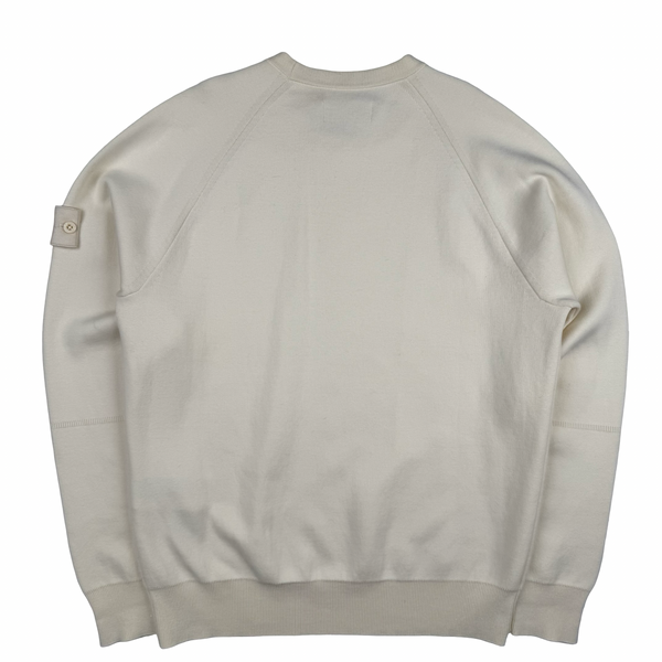 Stone Island 2022 Ghost Cream Cotton Knit Crew Neck Jumper - Medium