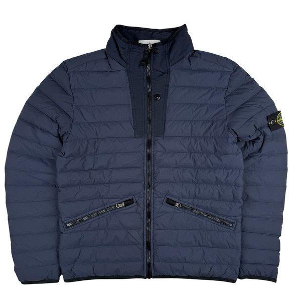 Stone Island 2019 Navy Blue Down Filled Loom Woven Puffer Jacket - Medium