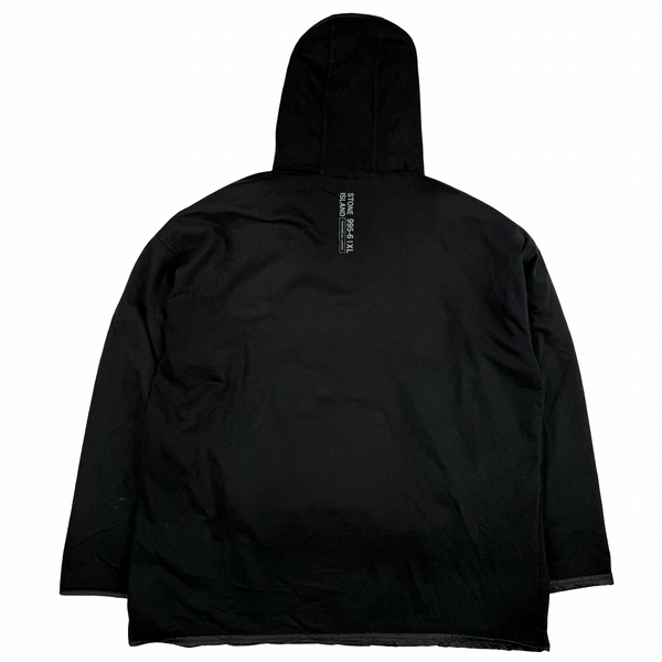 Stone Island Vintage 1995 Black Reversable Cotton/Nylon Metal Hooded Pullover - XL
