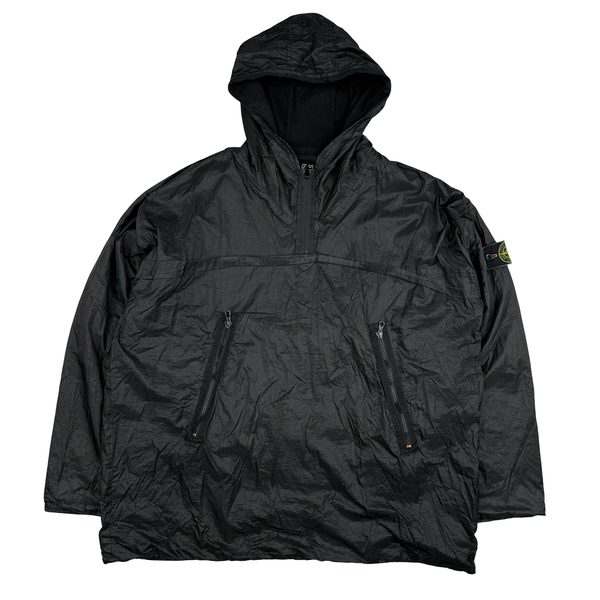 Stone Island Vintage 1995 Black Reversable Cotton/Nylon Metal Hooded Pullover - XL