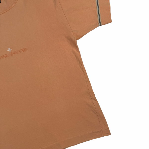 Stone Island 80's Vintage Spellout Peach Cotton T Shirt - Small