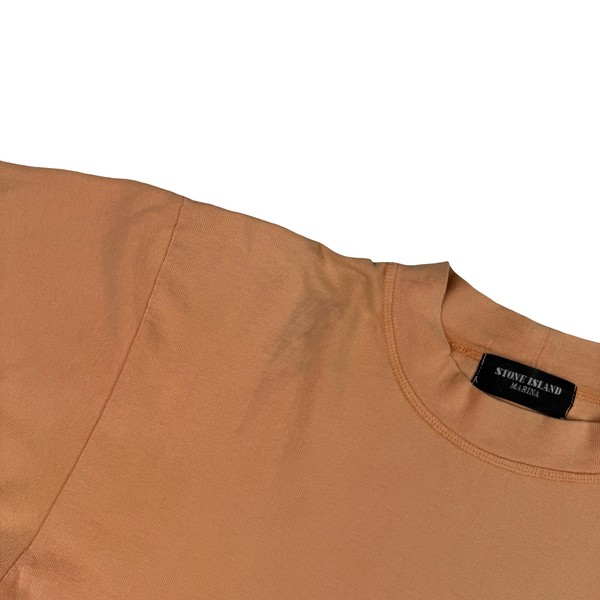 Stone Island 80's Vintage Spellout Peach Cotton T Shirt - Small