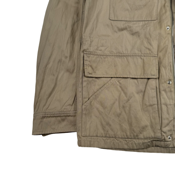 Prada Beige Tela Steel Cotton Red Tab Jacket - Medium