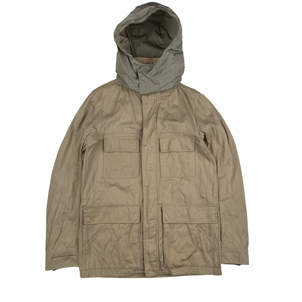 Prada Beige Tela Steel Cotton Red Tab Jacket - Medium