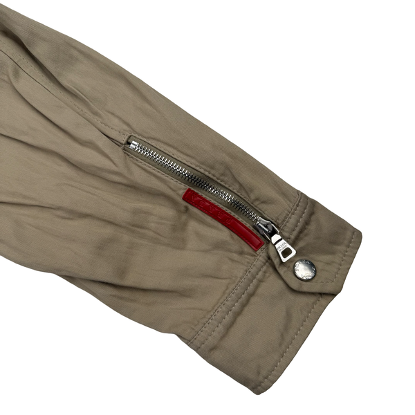 Prada Beige Tela Steel Cotton Red Tab Jacket - Medium
