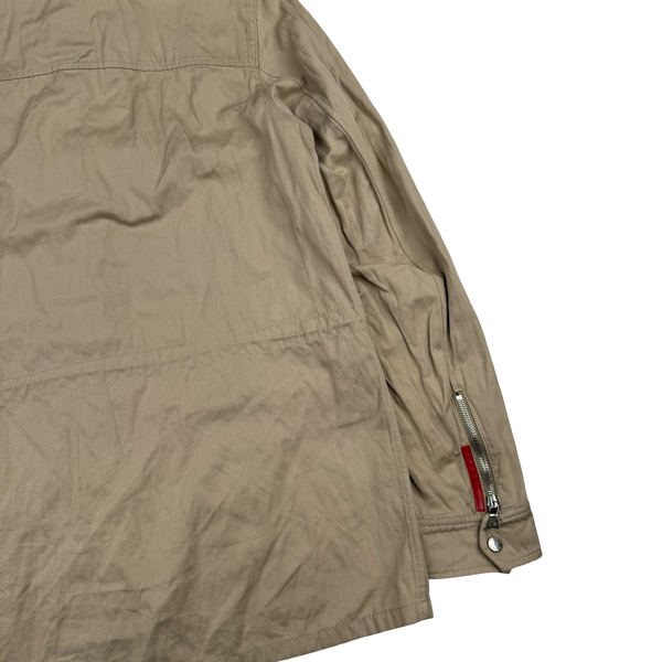 Prada Beige Tela Steel Cotton Red Tab Jacket - Medium