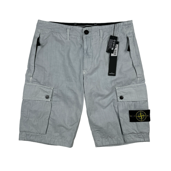 Stone Island 2024 Light Blue Cotton SL Cargo Shorts - 31"