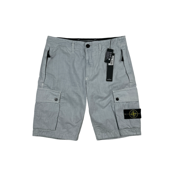 Stone Island 2024 Light Blue Cotton SL Cargo Shorts - 31"