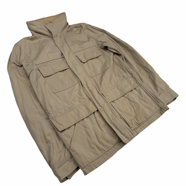 Prada Beige Tela Steel Cotton Red Tab Jacket - Medium