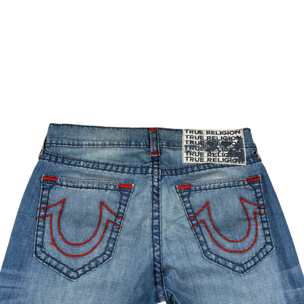 True Religion Relaxed Slim Contrast Stitch Horseshoe Denim Jeans - 34" (Large)