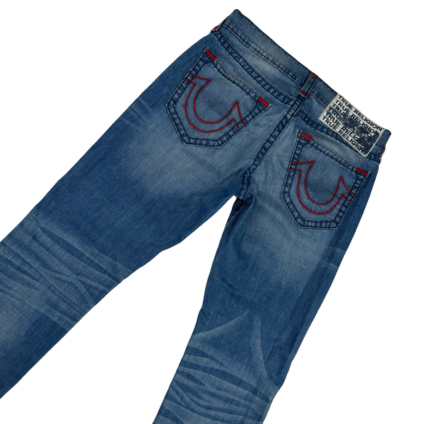 True Religion Relaxed Slim Contrast Stitch Horseshoe Denim Jeans - 34" (Large)