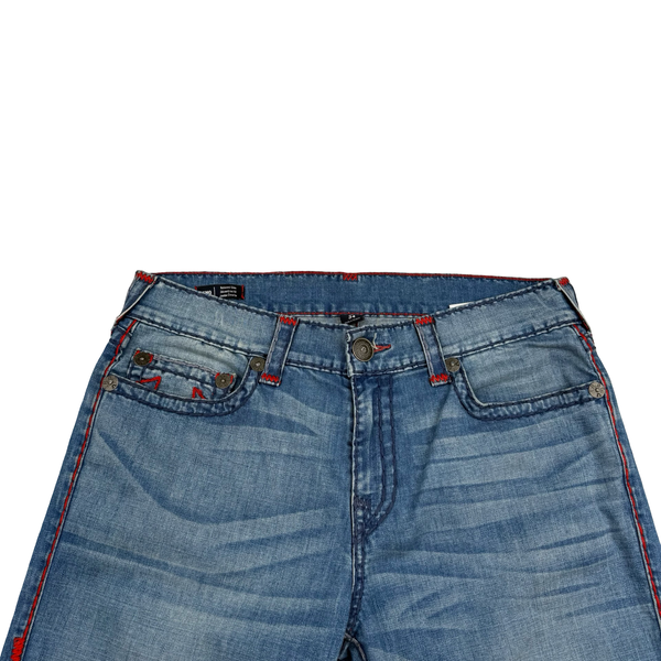 True Religion Relaxed Slim Contrast Stitch Horseshoe Denim Jeans - 34" (Large)
