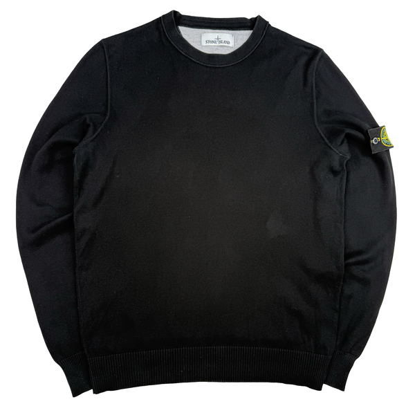 Stone Island 2018 Black Cotton Knit Crewneck Jumper- Medium