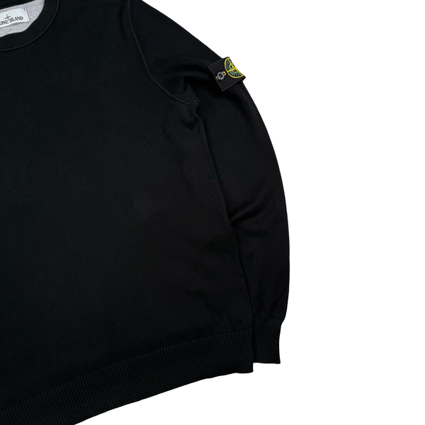Stone Island 2018 Black Cotton Knit Crewneck Jumper- Medium