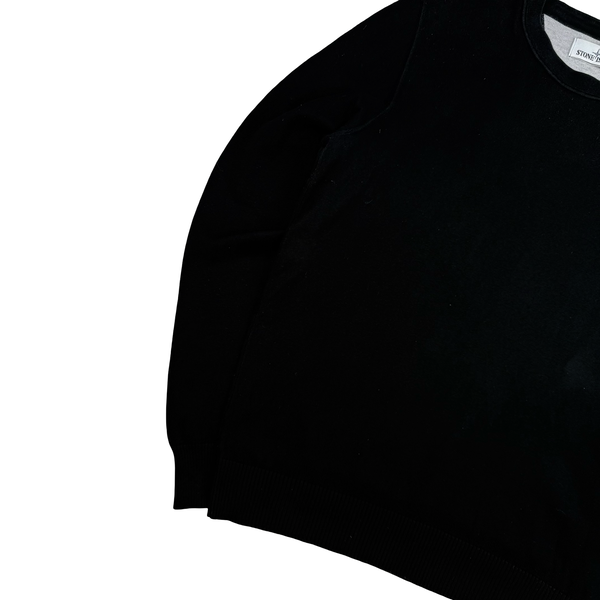 Stone Island 2018 Black Cotton Knit Crewneck Jumper- Medium