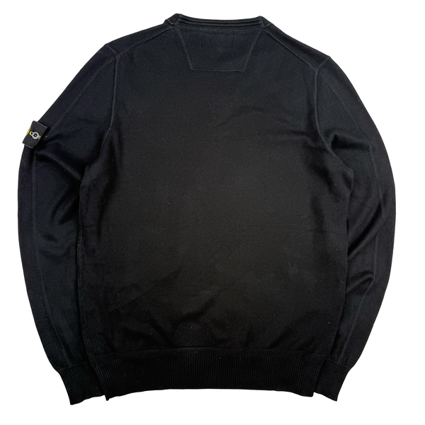 Stone Island 2018 Black Cotton Knit Crewneck Jumper- Medium