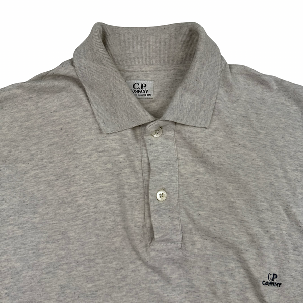 CP Company Grey Cotton Longsleeve Polo Shirt - Large