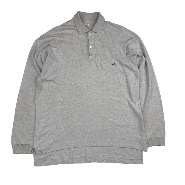 CP Company Grey Cotton Longsleeve Polo Shirt - Large