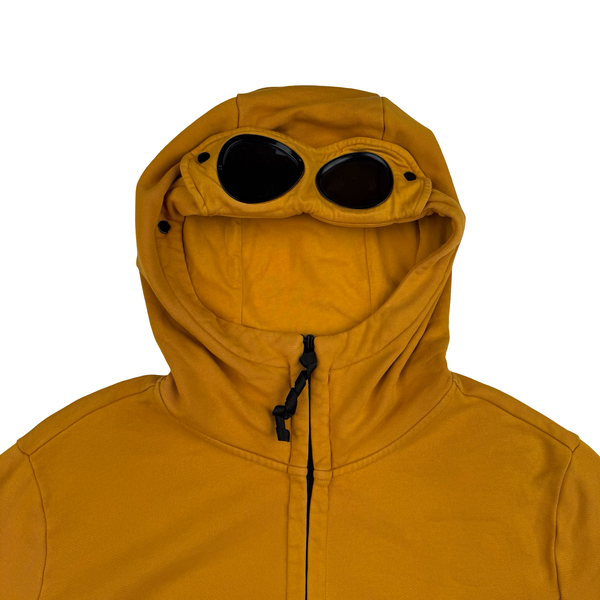CP Company Yellow Cotton Full Zip Goggle Hoodie - XL