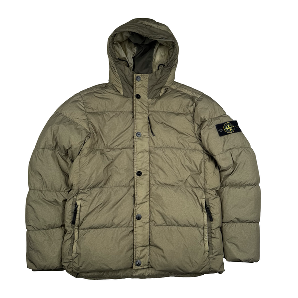 Stone Island 2016 Light Khaki Crinkle Reps Down Puffer Jacket - XL