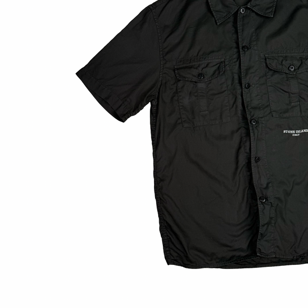 Stone Island Vintage 2004 Black Cotton Spellout Short Sleeve Shirt - Large