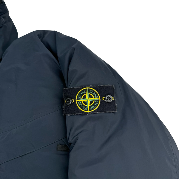 Stone Island 2020 Navy Micro Reps Down Filled Hooded Bomber Jacket - XL