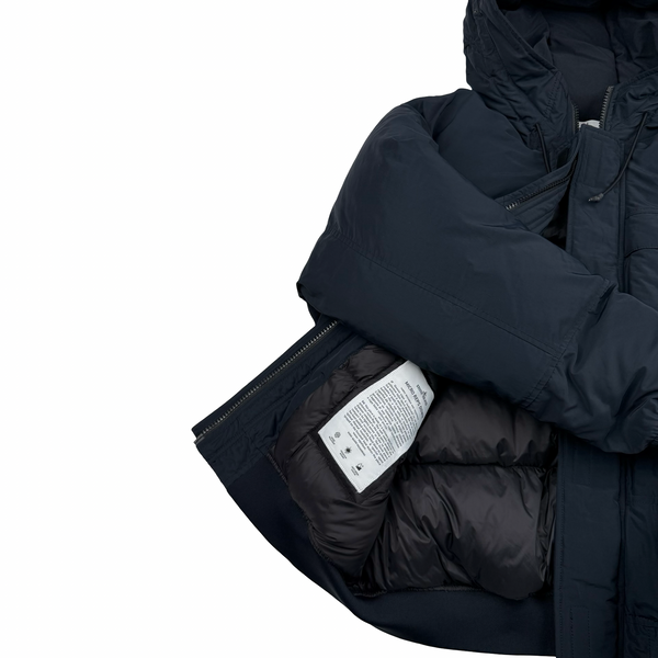 Stone Island 2020 Navy Micro Reps Down Filled Hooded Bomber Jacket - XL