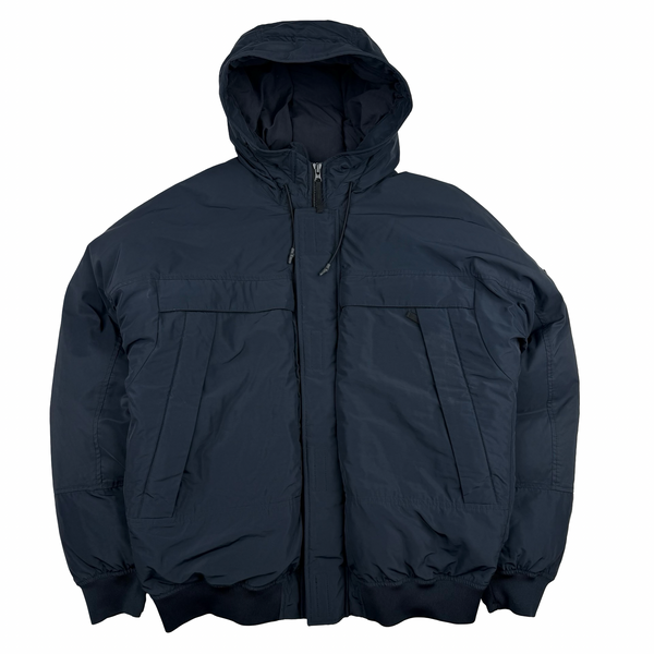 Stone Island 2020 Navy Micro Reps Down Filled Hooded Bomber Jacket - XL