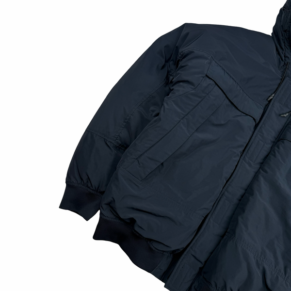 Stone Island 2020 Navy Micro Reps Down Filled Hooded Bomber Jacket - XL