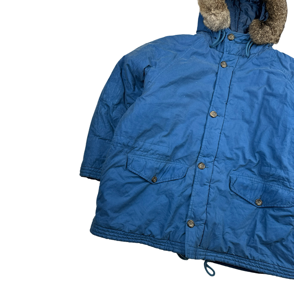 CP Company Vintage 90's Blue Fur Hood Junior Zipped Jacket - Small