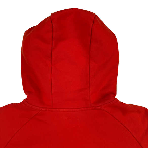 CP Company Red Cotton Full Zip Goggle Hoodie - Medium