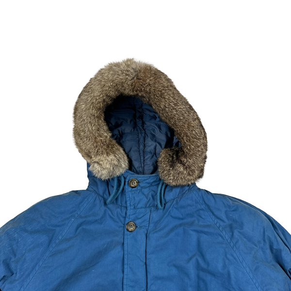 CP Company Vintage 90's Blue Fur Hood Junior Zipped Jacket - Small