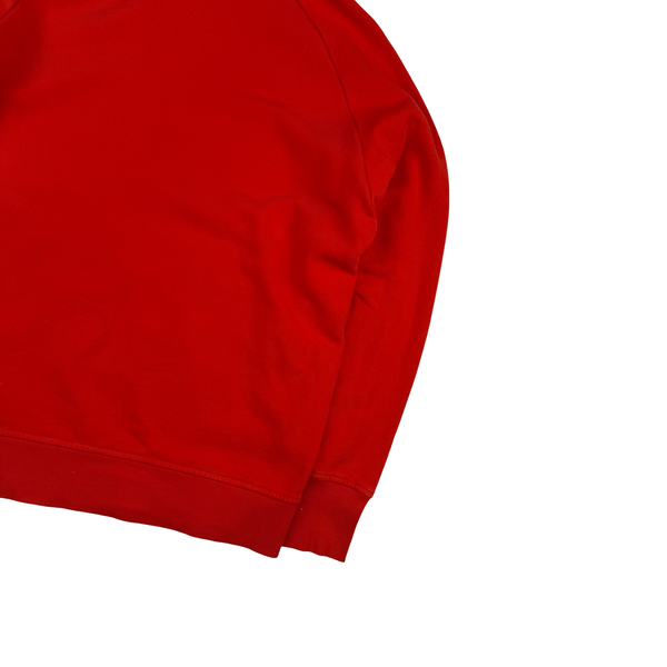 CP Company Red Cotton Full Zip Goggle Hoodie - Medium