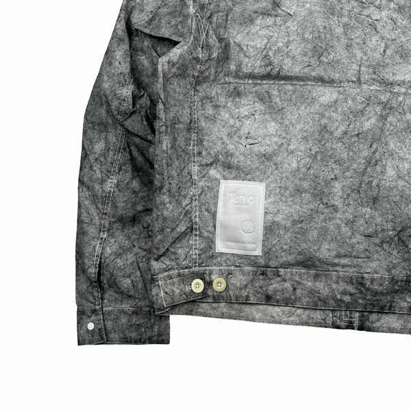 Ten C Grey Marble Multi Pocket Mid Layer Zipped Overshirt Jacket - XL