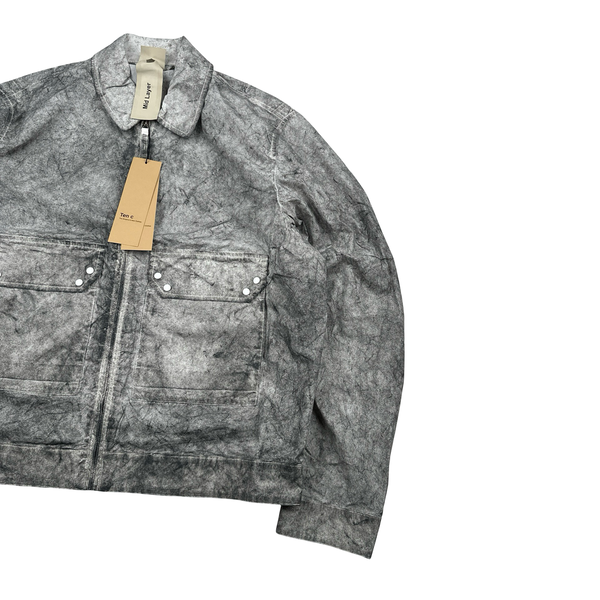 Ten C Grey Marble Multi Pocket Mid Layer Zipped Overshirt Jacket - XL