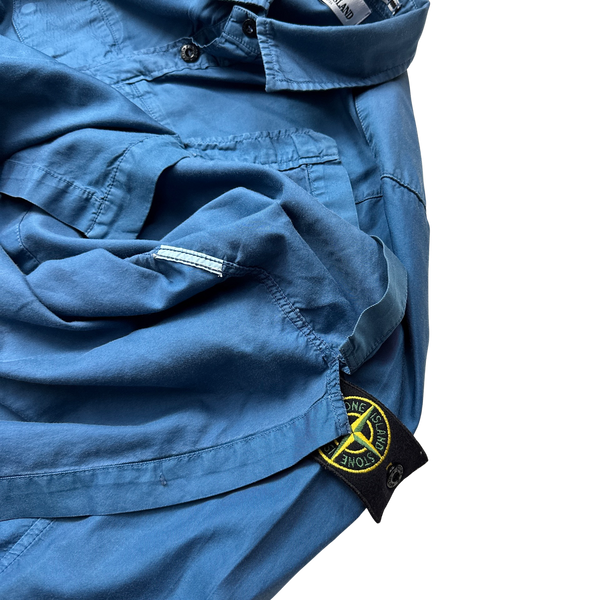 Stone Island Blue Cotton Buttoned Shirt - Small