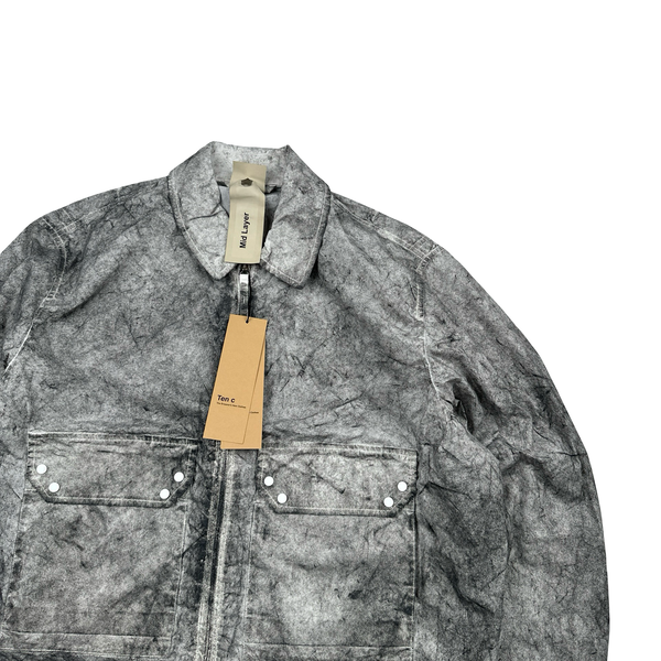 Ten C Grey Marble Multi Pocket Mid Layer Zipped Overshirt Jacket - XL