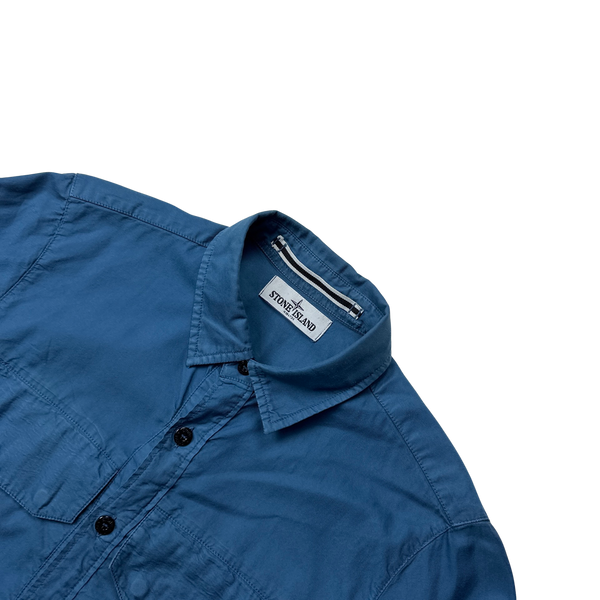 Stone Island Blue Cotton Buttoned Shirt - Small