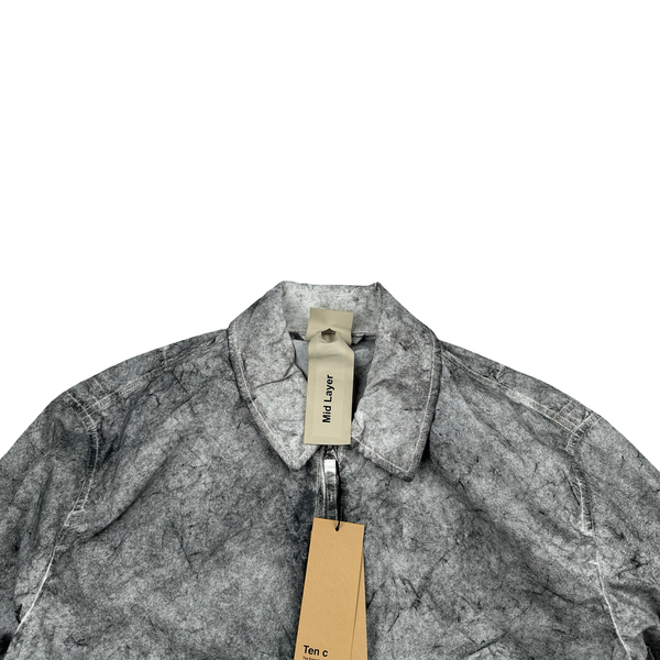 Ten C Grey Marble Multi Pocket Mid Layer Zipped Overshirt Jacket - XL