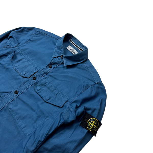 Stone Island Blue Cotton Buttoned Shirt - Small